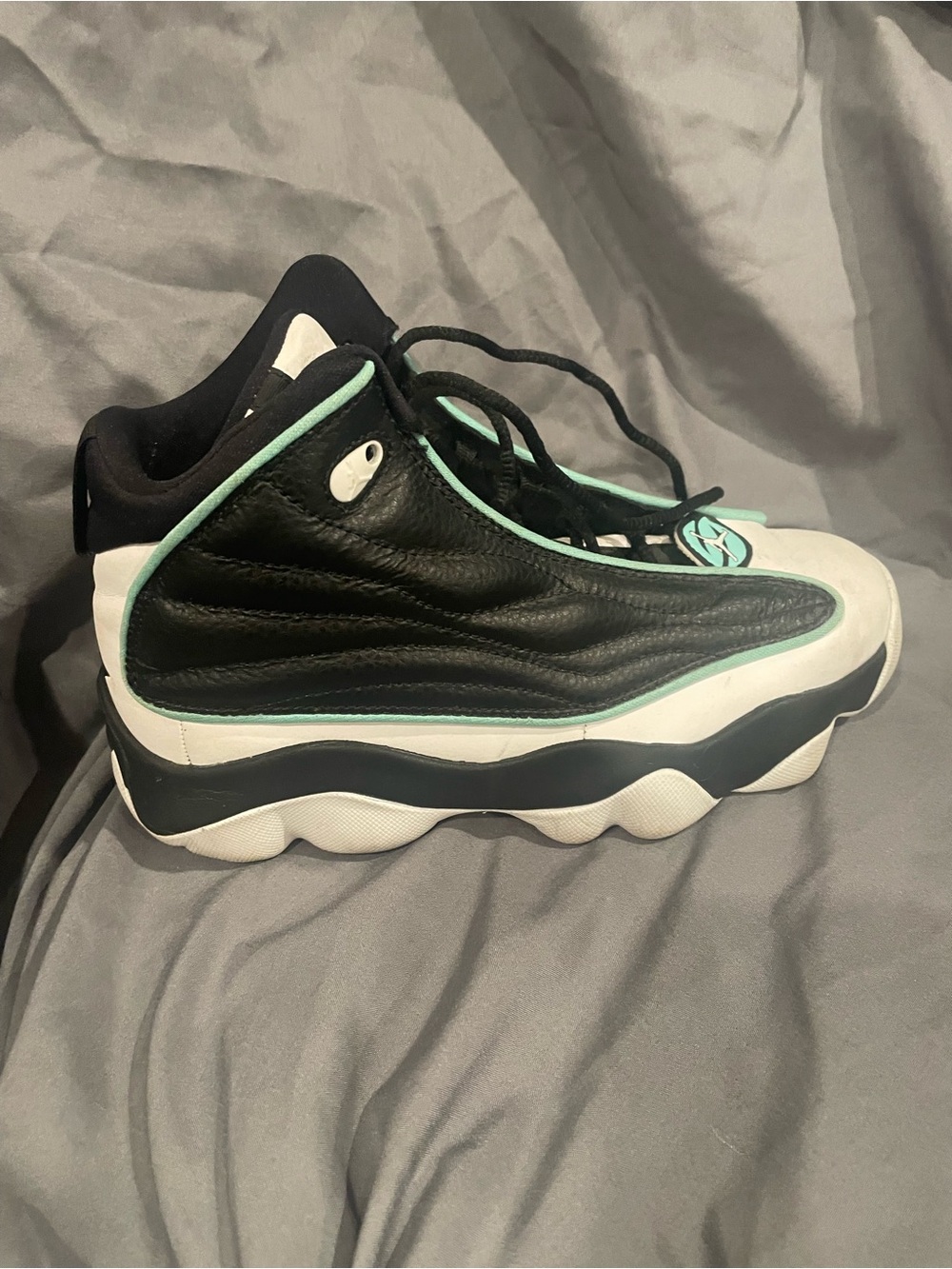 Jordan Kids Black and Mint High-Top Sneakers